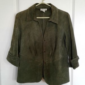 Coldwater Creek olive green suede jacket size S
